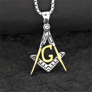 Colgante Masónico de Acero de Titanio para Hombre, Diseño Geométrico, Uso Diario - Product Image 3
