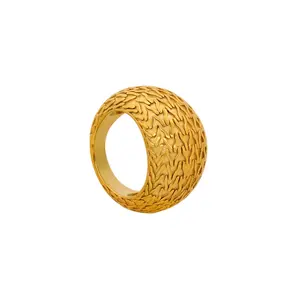 Wholesale Custom Retro Trend Rings Fashion Jewelry 18K Gold Plated Stainless Steel Thick Bird's Nest Design Rings For Women Men