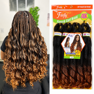 Extensions synthétiques 15 pouces 4X French Curl <span class=keywords><strong>Afro</strong></span> Crochet Braiding pré-bouclées en spirale, boucles bohèmes, ignifuges, 330g, 1 paquet - Product Image 1