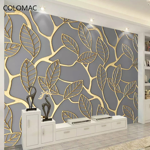 Giấy dán tường ảnh tùy chỉnh, dán liền, lá cây vàng, phòng khách, nền tường TV, tranh tường, giấy dán tường sáng tạo <span class=keywords><strong>3D</strong></span> - Product Image 2