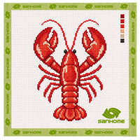 Toile de coton brodée main motif homard pour broderie artisanale de luxe 13/18 points, idéale pour la décoration intérieure