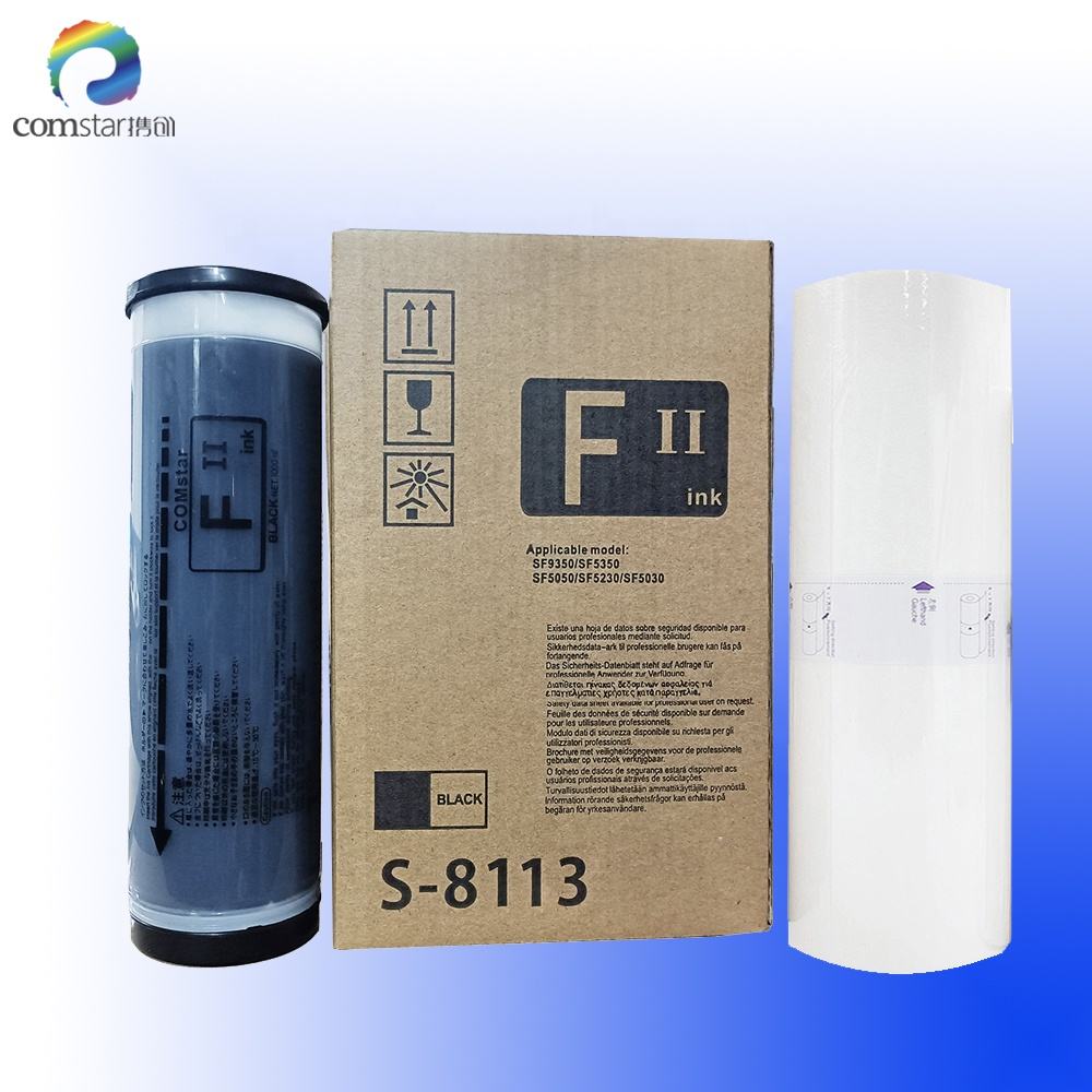 ריזוגרף תואם S-8113 UA E דיו שחור FII עבור ריזו SF 9450 9350 5030 5130 5230 5350 RZ MZ EZ ME דיו משודרג