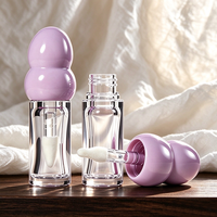 Tube de brillant à lèvres vide de 3 ml, forme gourde, double embout, transparent, personnalisable avec logo, marque privée, emballage cosmétique OEM pour huile à lèvres