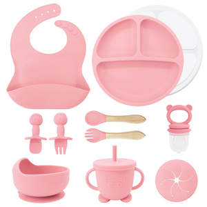 Baberos de Silicona de Lujo Personalizados para Bebés y Juego de Cubiertos con Estampado de Animales de Dibujos Animados, Artículos Esenciales para la Alimentación y el Destete de Bebés - Product Image 1
