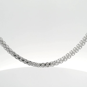 Collar tipo lariat de platino Pt950 blanco de doble cruz estructurada con eslabones de corte cuadrado, pesado, para hombre, accesorio masculino diario. - Product Image 2