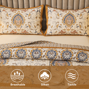 Bohemian Queen Size Quilt <strong>Comforter</strong> <strong>Sets</strong> 3 Pieces Printed Coverlet with Pillowcase Lightweight Bedspread <strong>Set</strong> for All Seasons - Product Image 4