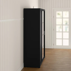 New Design <strong>Furniture</strong> Mirrored <strong>Bedroom</strong> Set <strong>Black</strong> Storage Sliding Wardrobe High <strong>Gloss</strong> Wood <strong>Bedroom</strong> - Product Image 5