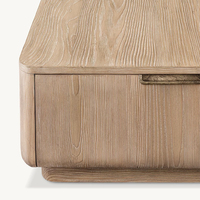Table basse/à thé convertible RH moderne avec rangement, 2 tiroirs cachés, console en bois clair CIRO, grain lisse, style minimaliste pour entrée de maison