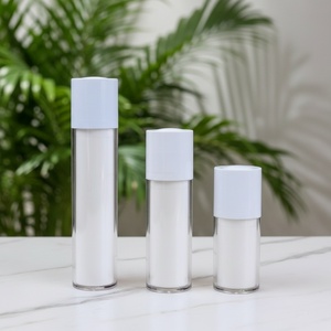 Factory Price 15ml 30ml 50ml Acrylic Lotion Luxury White Serum Matte PP Silver <b>Pump</b> Airless Jar Airless <b>Pump</b> <b>Bottle</b> - Product Image 1