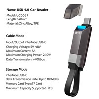 Lecteur de carte mémoire TF, clé USB, câble multifonctionnel, câble de charge rapide 240 W, double type-C pour iPhone 15 Pro Max Android