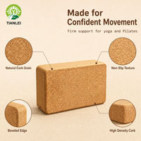 Bloc de yoga en liège naturel brun foncé haute densité 3x6x9 pouces antidérapant écologique pour yoga, pilates, exercices, logo personnalisé, vente en gros