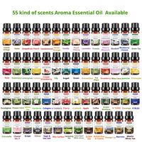 55 saveurs différentes d'huiles parfumées hydrosolubles, arômes naturels, huiles essentielles pour humidificateur et diffuseur, pour soulager le stress, 10 ml