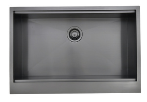 Bồn Rửa Nhà Ở Trang Trại Màu Đen 33 Inch Bán Sỉ Trung Quốc Tạp Dề Bồn Rửa Trước Bồn Rửa Đơn Bồn Rửa Nhà Bếp Sâu <span class=keywords><strong>10</strong></span> Inch - Product Image 4