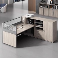 Bureau d'angle en forme de L en MFC MDF, sur mesure, pour poste de travail informatique, 2 personnes, 4 personnes, avec armoire
