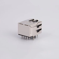 Connecteur Ethernet femelle RJ45 blindé en métal plaqué or 6u, avec filtre et loquet, pour carte PCB en PBT polyester, compatible 10/100 BASE-T