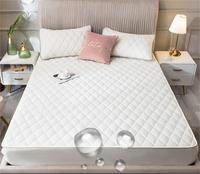 Protège-Matelas Drap-Housse Respirant Brossé Matelassé Épais Imperméable Couleur Unie ou Mélangée pour Chambre Polyester