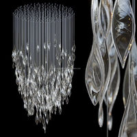 Ingénierie personnalisée grand lustre de décoration d'art de hall d'hôtel d'ingénierie escalier rotatif intérieur lustre long à LED