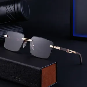 Partagas moda tendencia diseñador de lujo famosa marca sin montura diamante corte lente UV400 sombras gafas de sol para hombres