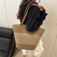 Nouveau Sac Fourre-tout Rayé Grande Capacité pour Femme, Sac Seau, Sac Tressé, Sac à Main Porté Épaule, Collection Été 2026