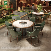 Ensemble de mobilier moderne pour restaurant commercial de type Hot Pot, tables et chaises rectangulaires en marbre, vente en gros, idéal pour les restaurants