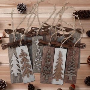 Label Hadiah Dekorasi Pohon Natal Pafu, Biru Rustic, Salju Musim Dingin, dan Dekorasi Pohon Natal Kayu Alami Gaya Farmhouse, Ornamen Natal - Product Image 2