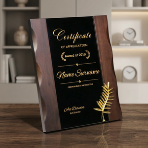 Trophée de récompense en bois avec lettres gravées au laser 210x270mm pour cadeaux de remerciement - Product Image 2