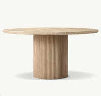 Meubles de maison Table à manger ronde moderne noire Table à manger avec plateau en céramique et base en MDF