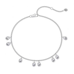 Dylam Elegance Stylish Fine Jewelry Hypoallergenic 925 Silver Link Chain Waterdrop Shape 5A Zirconia Multiple Pendant <b>Bracelets</b> - Product Image 1