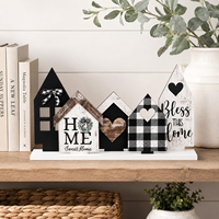 Décoration de table en bois pour intérieur, 4 petites maisons décoratives, panneau de table en bois pour les fêtes