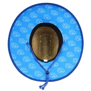 Chapeau de paille de sauveteur d'été en gros sous le bord impression personnalisée Amérique Sombrero chapeau de plage Surf sauveteur avec logo chapeau de paille