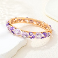 Bracelets manchette tendance pour femme, style chinois, en émail cloisonné, alliage de zinc plaqué or, motif floral ajouré, bijoux quotidiens