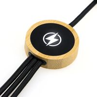 Cable cargador 3 en 1 con logotipo LED respetuoso con el medio ambiente personalizado, luz de bambú, de madera, para teléfono móvil, 1/2/1