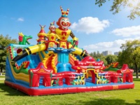 DFRL Château Gonflable Commercial avec Toboggan pour Parc d'Attractions, Matériau PVC 0,55 mm, Capacité 1500 kg, Garantie 3 Ans, Installation Facile - Vente Chaude