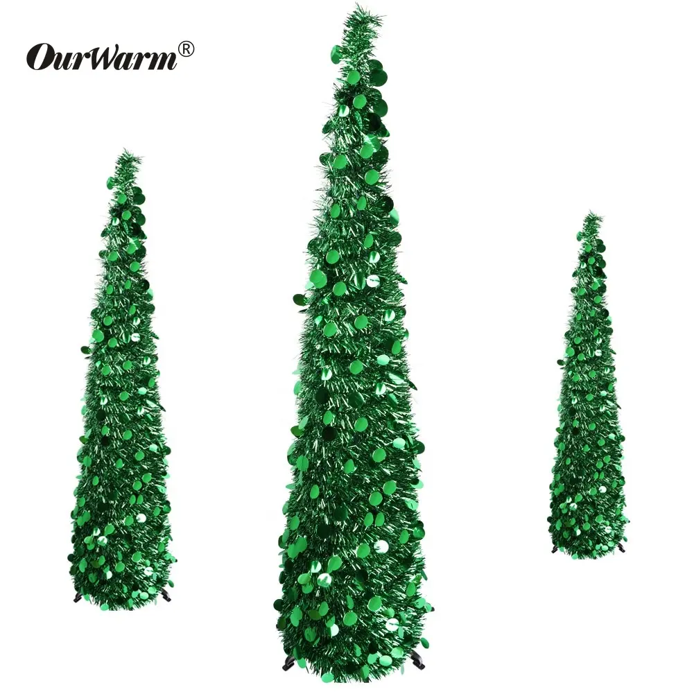 OurWarm Christmas Decoration Supplies MIni 5FT Farmhouse Green Pop Up Navidad Artificial Christmas Trees in Bulk