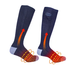 Custom Men Women Winter Sports Bluetooth Heated Socks Solid Thermal Thick Warm Ski Snowboard Hiking Stockings Rechargeable