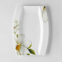 Plat à poisson en porcelaine fine fait main avec motif végétal, style chinois, pour la cuisson vapeur à domicile