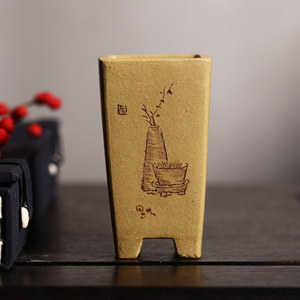 Maceta de cerámica para bonsái, cuadrada, miniatura, tallada a mano, de arcilla púrpura, para uso en interiores. - Product Image 1