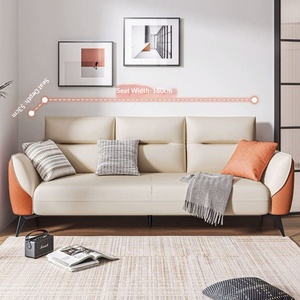 Sofá de esquina de cuero resistente a arañazos de gatos, con esponja de alta densidad, diseño simple y recto, para sala de estar y hogar. - Product Image 2