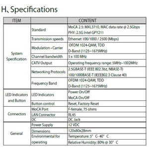 Lên đến 16 <span class=keywords><strong>Moca</strong></span> cho phép thiết bị điều khiển Receiver <span class=keywords><strong>Ethernet</strong></span> Over <span class=keywords><strong>Coax</strong></span> True 2.5 Gbps throughpu <span class=keywords><strong>Moca</strong></span> 2.5g <span class=keywords><strong>Adapter</strong></span> chuyển đổi - Product Image 4