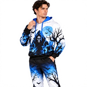 Conjunto Deportivo de Halloween para Hombre, Sudadera con Capucha y Pantalones Deportivos de Forro Polar, Ropa Deportiva Informal para Calle, Estilo Atlético - Product Image 4