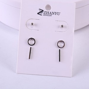 Joyería de mujer de acero inoxidable redondo claro Cubic Zirconia Stud pendiente Stud pendientes - Product Image 6