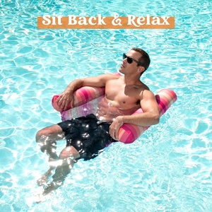 PVC Inflatable Water Hammock 46*27 Inch Cyan Orange Red Colors for Adults Swimming <b>Pool</b> Float Outdoor Beach Summer Party Fun - Product Image 6