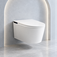 Nouveau design de toilette intelligente murale avec séchoir à air chaud, siège chauffant monobloc, chasse d'eau automatique à capteur, vente en gros usine