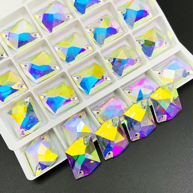 Shiny Flat Back Sew On Rhinestones Cosmic 13*17mm glitter sewing stock China supplier crystal ab Shoes High Heels Decoration