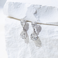 Pendientes de Oro Blanco de 9K con Diamante de Laboratorio en Forma de Pera de 1 Quilate, Modelo MSE-719 de Messi Jewelry, en Existencia