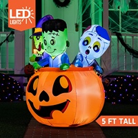 Gran oferta, lleno de infantilismo, sombrero de caramelo inflable de Halloween en murciélago de calabaza, decoraciones de Halloween, inflables al aire libre