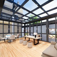 Véranda moderne OEM à double vitrage trempé Low-E, montage facile, écologique, alimentée à l'énergie solaire, pour usage hôtelier et résidentiel