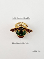 Nouvelle bague de fête tendance et polyvalente, motif abeille colorée en strass, thème insecte vintage, style naturel, luxe, plaqué or 18 carats sur cuivre