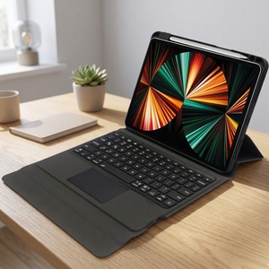 Nouveau clavier magnétique sans fil Keysco avec pavé tactile USB-C, résistant aux éclaboussures, rétroéclairage RGB, emplacement pour stylet, étui <span class=keywords><strong>folio</strong></span>, fonction veille/réveil automatique, multifonction - Product Image 1