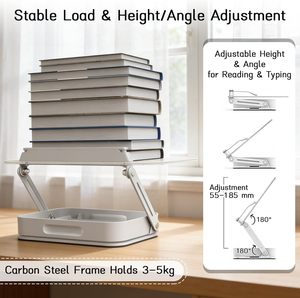Support de livre en bois réglable en hauteur et rotatif à 360°, support de lecture pliable, support de livre portable - Product Image 4